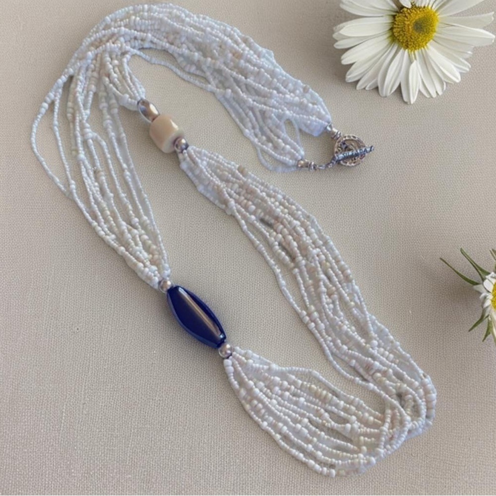 Silpada Necklaces Seed Beads, Sterling. Pen Shell Beaded N1573  35"  inches